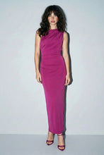 Load image into Gallery viewer, Asymmetric Open-Back Maxi Dress - Magenta