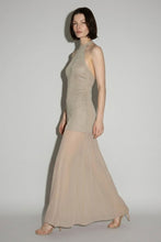 Load image into Gallery viewer, Champagne Gold Metallic Halter Maxi Dress