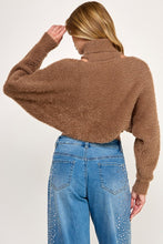 Load image into Gallery viewer, Fuzzy Mock Neck Top + Cardigan Set- Mocha