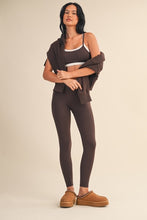 Load image into Gallery viewer, Contrast Trim Top & Legging Set - Brown