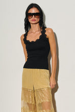 Load image into Gallery viewer, Lace Trim Knit Tank Top- White