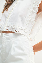 Load image into Gallery viewer, White Embroidered Scalloped Short Set