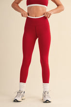 Load image into Gallery viewer, Contrast Trim Top & Legging Set - Cherry