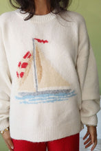 Load image into Gallery viewer, Sailboat Knit Fuzzy Sweater - Cream