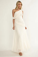 Load image into Gallery viewer, Ivory Silhouette Asymmetric Maxi Dress