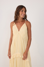 Load image into Gallery viewer, Beige V Neck Ruffled Draped Maxi Dress