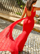 Load image into Gallery viewer, Ainara Red Chiffon Lace Gown- IN STOCK