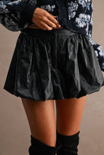 Load image into Gallery viewer, Cognac Faux Leather Bubble Skort