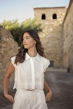 Load image into Gallery viewer, White Embroidered Scalloped Short Set