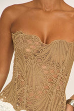 Load image into Gallery viewer, Lace Bandeau Corset Top- Khaki