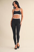 Load image into Gallery viewer, Contrast Trim Top & Legging Set - Black