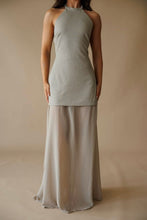 Load image into Gallery viewer, Champagne Gold Metallic Halter Maxi Dress