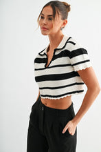 Load image into Gallery viewer, Riviera Stripe Crochet Knit Top