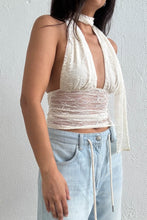 Load image into Gallery viewer, Lace Halter Neck Top with Scarf Detail
