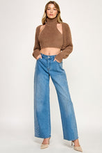 Load image into Gallery viewer, Fuzzy Mock Neck Top + Cardigan Set- Mocha