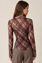 Load image into Gallery viewer, Plaid Mesh Long Sleeve Top