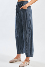 Load image into Gallery viewer, Navy Pinstripe Drawstring Pants