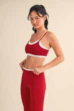Load image into Gallery viewer, Contrast Trim Top & Legging Set - Cherry