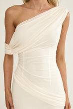 Load image into Gallery viewer, Ivory Silhouette Asymmetric Maxi Dress