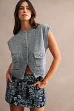 Load image into Gallery viewer, Gray Sleeveless Knit Sweater Vest