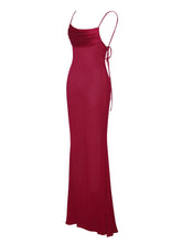 Load image into Gallery viewer, Red Sheer Backless Maxi Dress