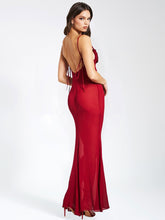 Load image into Gallery viewer, Red Sheer Backless Maxi Dress
