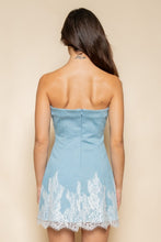 Load image into Gallery viewer, Bottom Lace Trim Denim Strapless Mini Dress