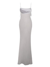 Load image into Gallery viewer, Silver Backless Maxi Dress
