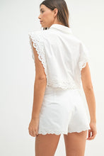 Load image into Gallery viewer, White Embroidered Scalloped Short Set