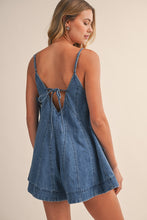 Load image into Gallery viewer, Denim Flared Romper with Side Tie Detail