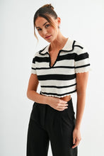 Load image into Gallery viewer, Riviera Stripe Crochet Knit Top