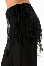 Load image into Gallery viewer, Lace Wrap Detail Sheer Wide Leg Pants - Black