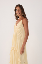 Load image into Gallery viewer, Beige V Neck Ruffled Draped Maxi Dress