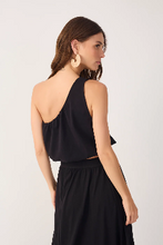 Load image into Gallery viewer, Rio Soleil Black One-Shoulder Balloon Blouse