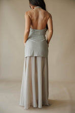 Load image into Gallery viewer, Champagne Gold Metallic Halter Maxi Dress
