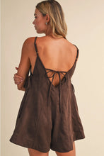 Load image into Gallery viewer, Chocolate Brown Textured Tie-Side Flare Romper
