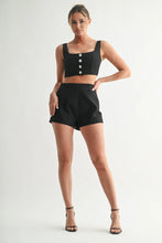 Load image into Gallery viewer, Black Crystal Accent Crop Top & Short Set