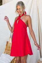 Load image into Gallery viewer, Poppy Red Linen Halter Mini Dress