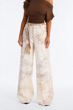 Load image into Gallery viewer, Denim-Effect Wide Leg Pants with Rope Belt