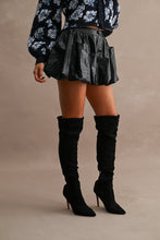 Load image into Gallery viewer, Cognac Faux Leather Bubble Skort