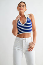 Load image into Gallery viewer, Coastal Stripe Knit Halter Top