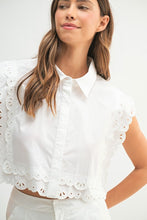 Load image into Gallery viewer, White Embroidered Scalloped Short Set