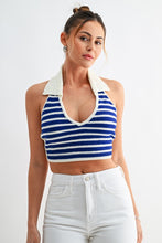 Load image into Gallery viewer, Coastal Stripe Knit Halter Top