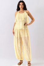 Load image into Gallery viewer, Floral Lace Open-Back Halter Top - Cream