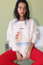 Load image into Gallery viewer, Sailboat Knit Fuzzy Sweater - Cream