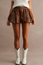 Load image into Gallery viewer, Cognac Faux Leather Bubble Skort