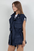 Load image into Gallery viewer, Utilitarian Suede Jacket Vest With Waist Adjusters