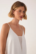 Load image into Gallery viewer, White Mesh Panel Linen Dress