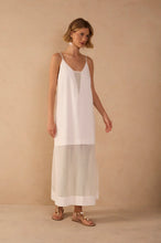 Load image into Gallery viewer, White Mesh Panel Linen Dress