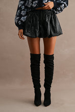 Load image into Gallery viewer, Cognac Faux Leather Bubble Skort